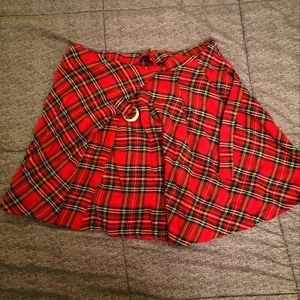 Red and Black Plaid Skirt